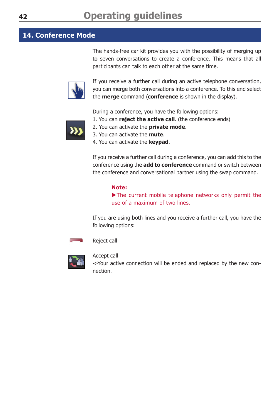 Conference mode, Operating guidelines | BURY CC 9060 Music USER Manual User Manual | Page 42 / 44