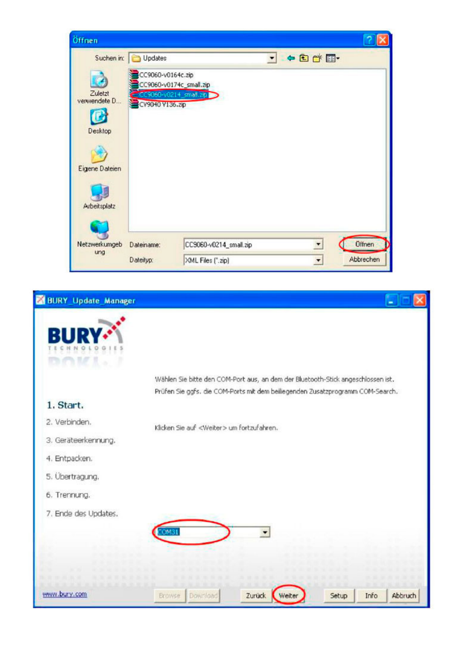 BURY AD9060 Update guide with MS Windows Software User Manual | Page 12 / 19