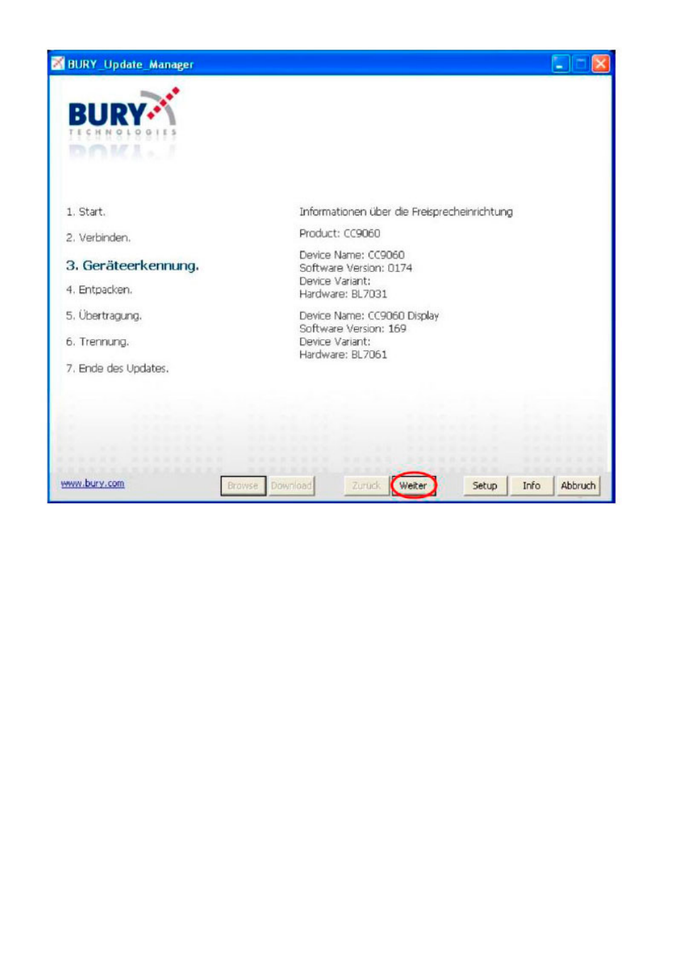 BURY AD9060 Update guide with MS Windows Software User Manual | Page 14 / 19