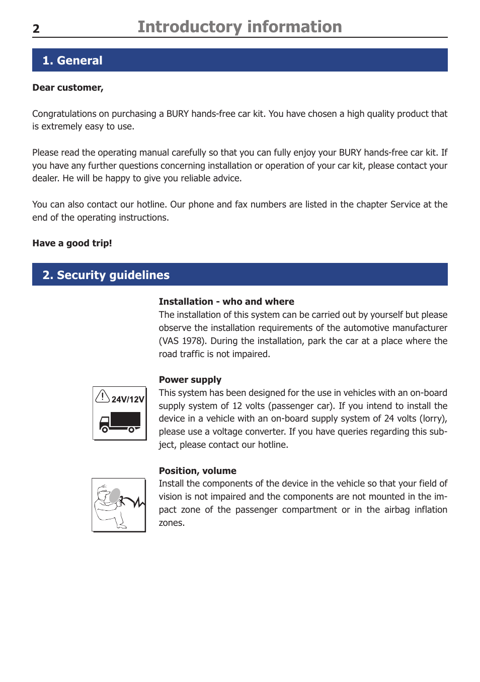 Introductory information, General, Security guidelines | BURY Motion User Manual | Page 2 / 16