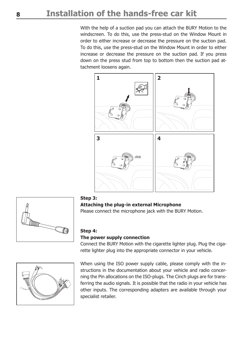 Installation of the hands-free car kit | BURY Motion User Manual | Page 8 / 16