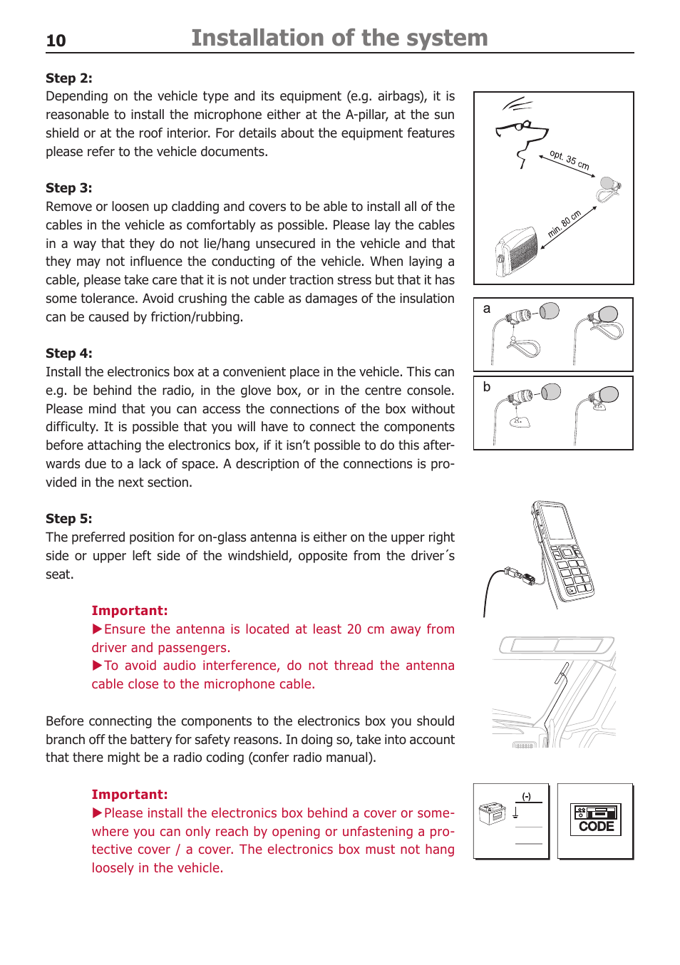 Installation of the system | BURY CP 1000 CarPhone USER Manual User Manual | Page 10 / 32