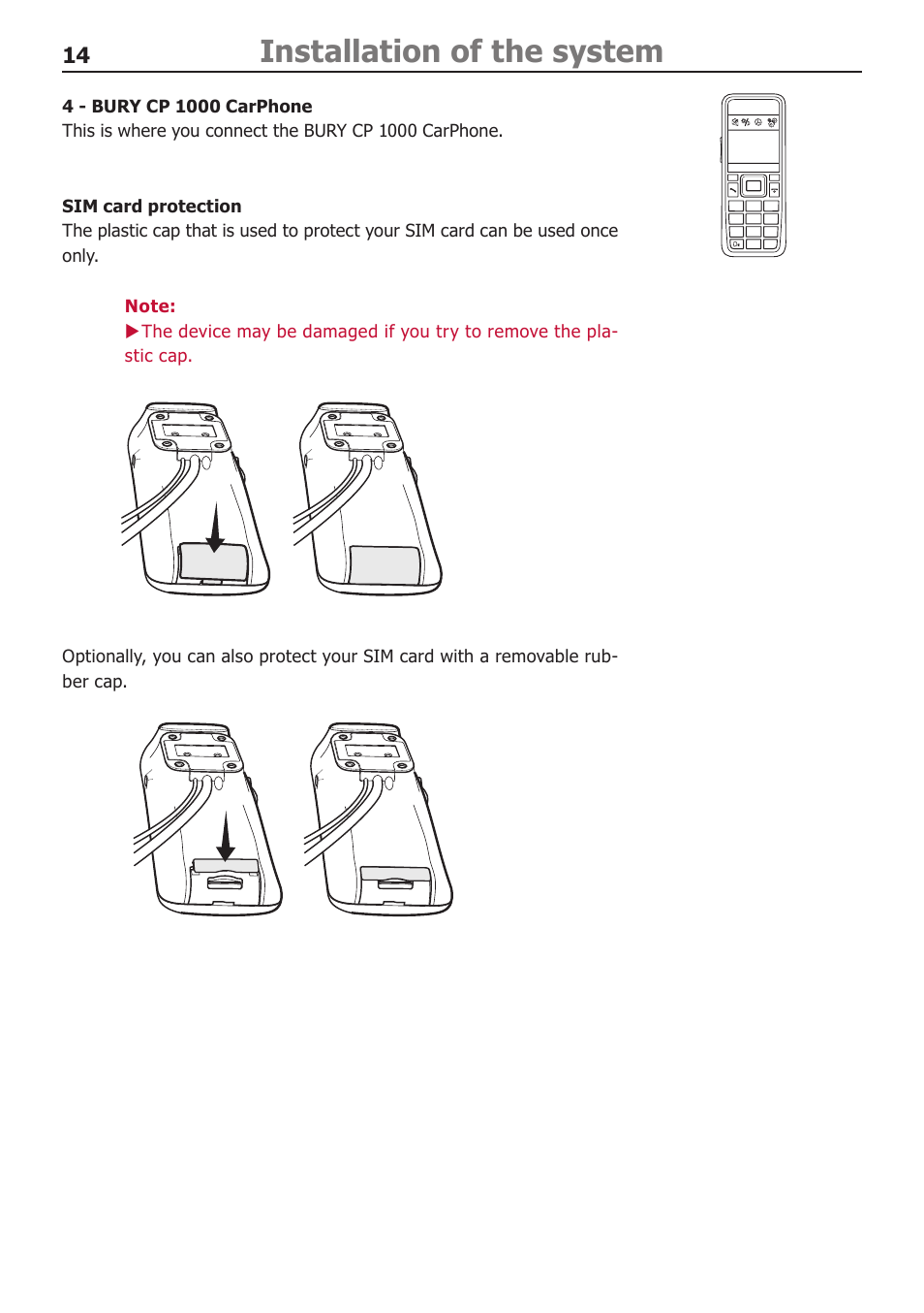Installation of the system | BURY CP 1000 CarPhone USER Manual User Manual | Page 14 / 32