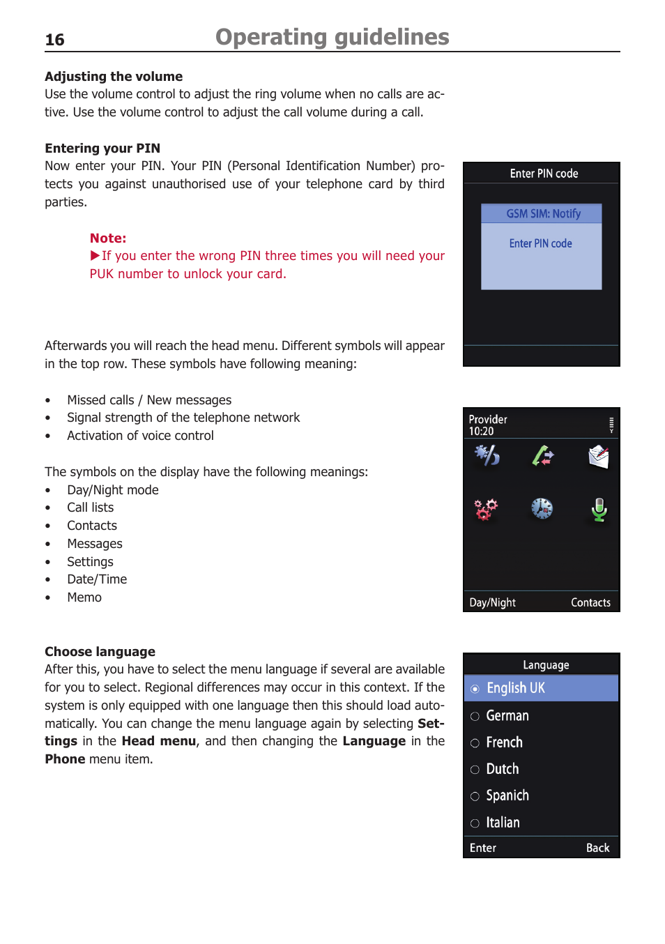 Operating guidelines | BURY CP 1000 CarPhone USER Manual User Manual | Page 16 / 32