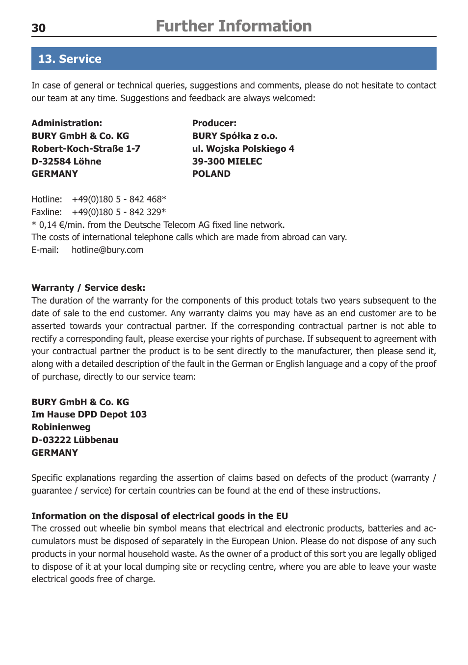 Further information | BURY CP 1000 CarPhone USER Manual User Manual | Page 30 / 32