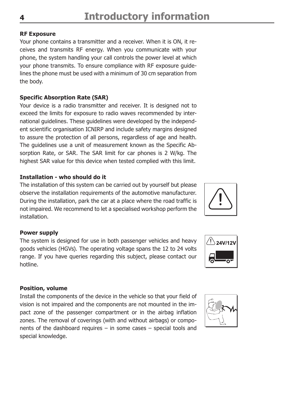 Introductory information | BURY CP 1000 CarPhone USER Manual User Manual | Page 4 / 32