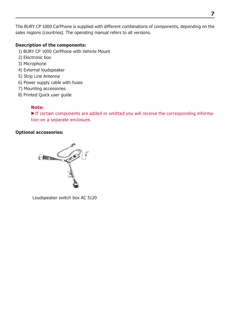 BURY CP 1000 CarPhone USER Manual User Manual | Page 7 / 32