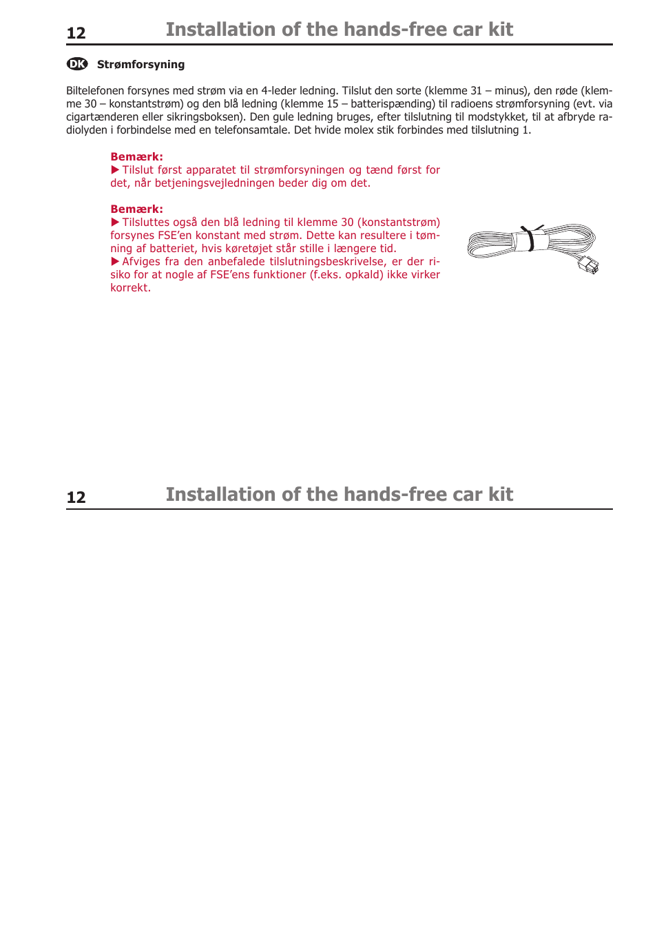 Installation of the hands-free car kit | BURY CP 1000 CarPhone USER Manual User Manual | Page 12 / 30