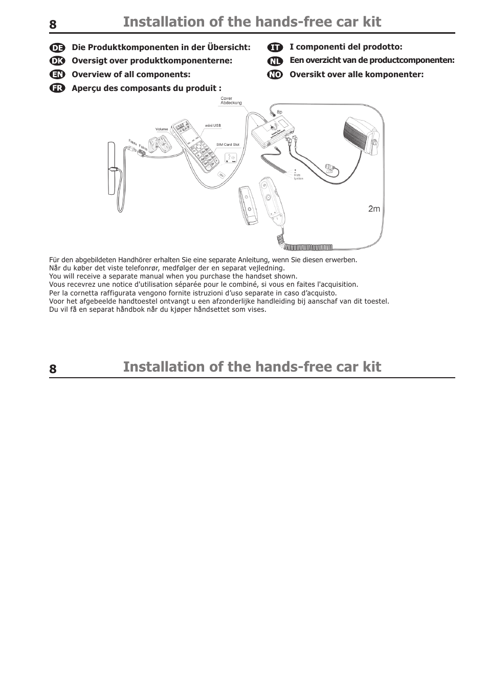 Installation of the hands-free car kit | BURY CP 1000 CarPhone USER Manual User Manual | Page 8 / 30