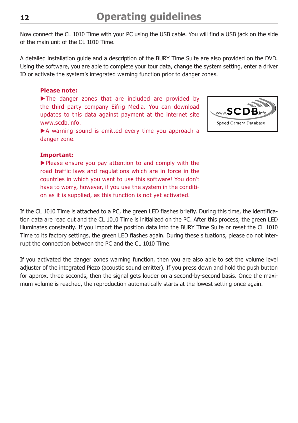 Operating guidelines | BURY CL 1010 Time User Manual | Page 12 / 14