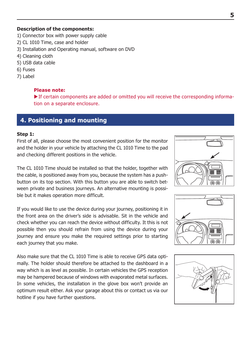 Positioning and mounting | BURY CL 1010 Time User Manual | Page 5 / 14