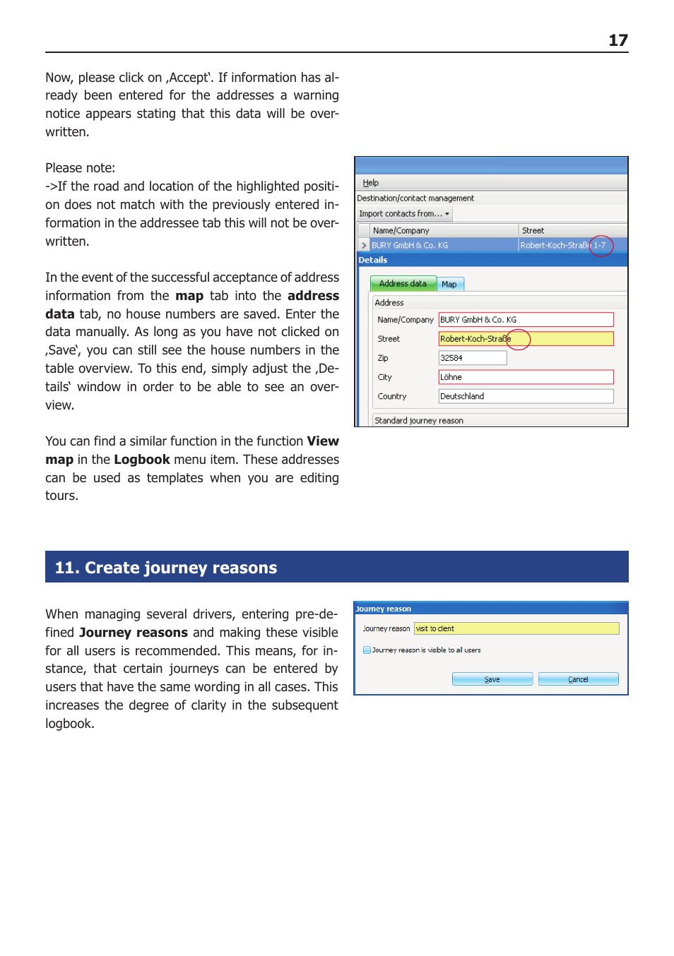 Create journey reasons | BURY Time Suite User Manual | Page 17 / 32