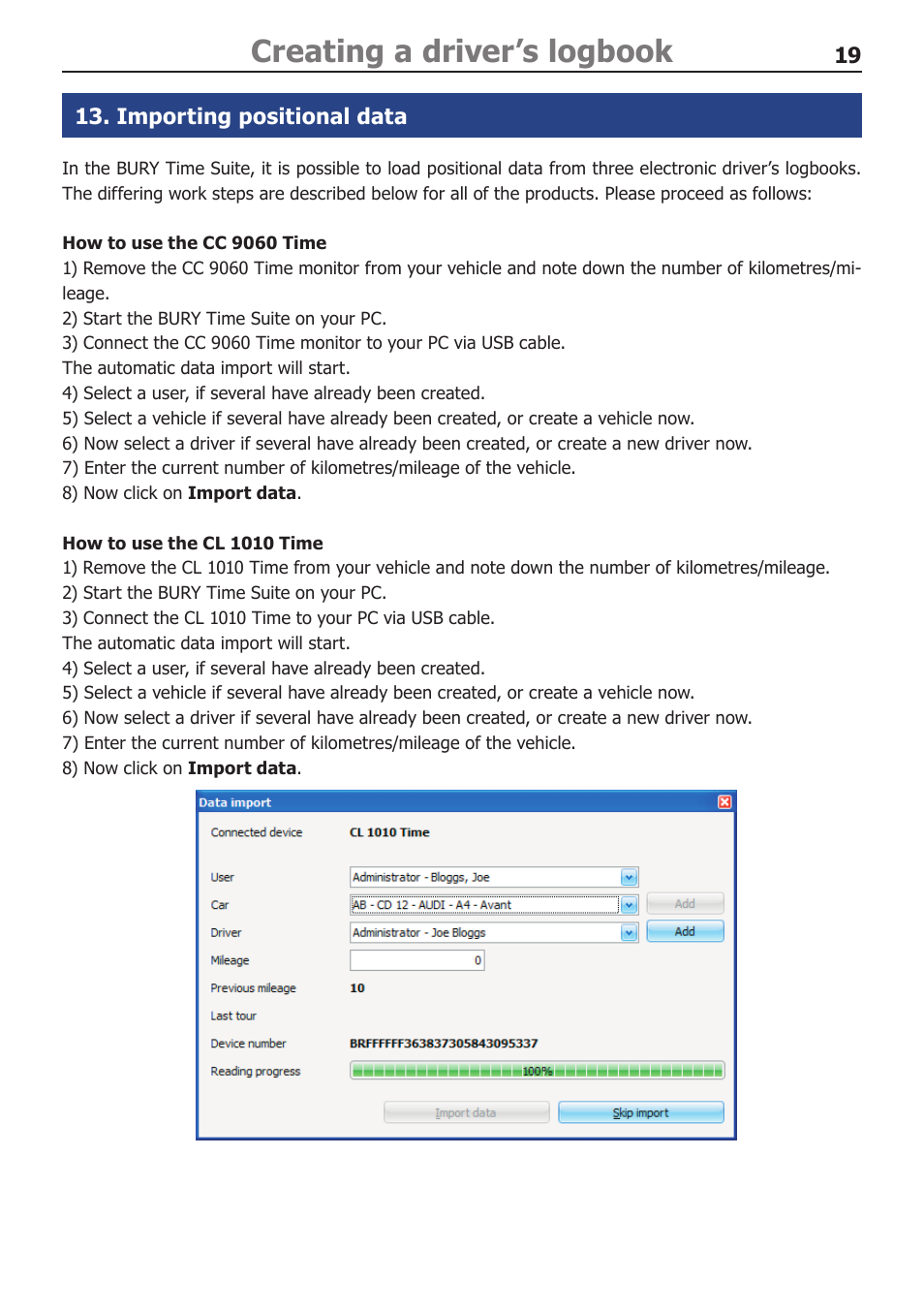 Creating a driver’s logbook | BURY Time Suite User Manual | Page 19 / 32