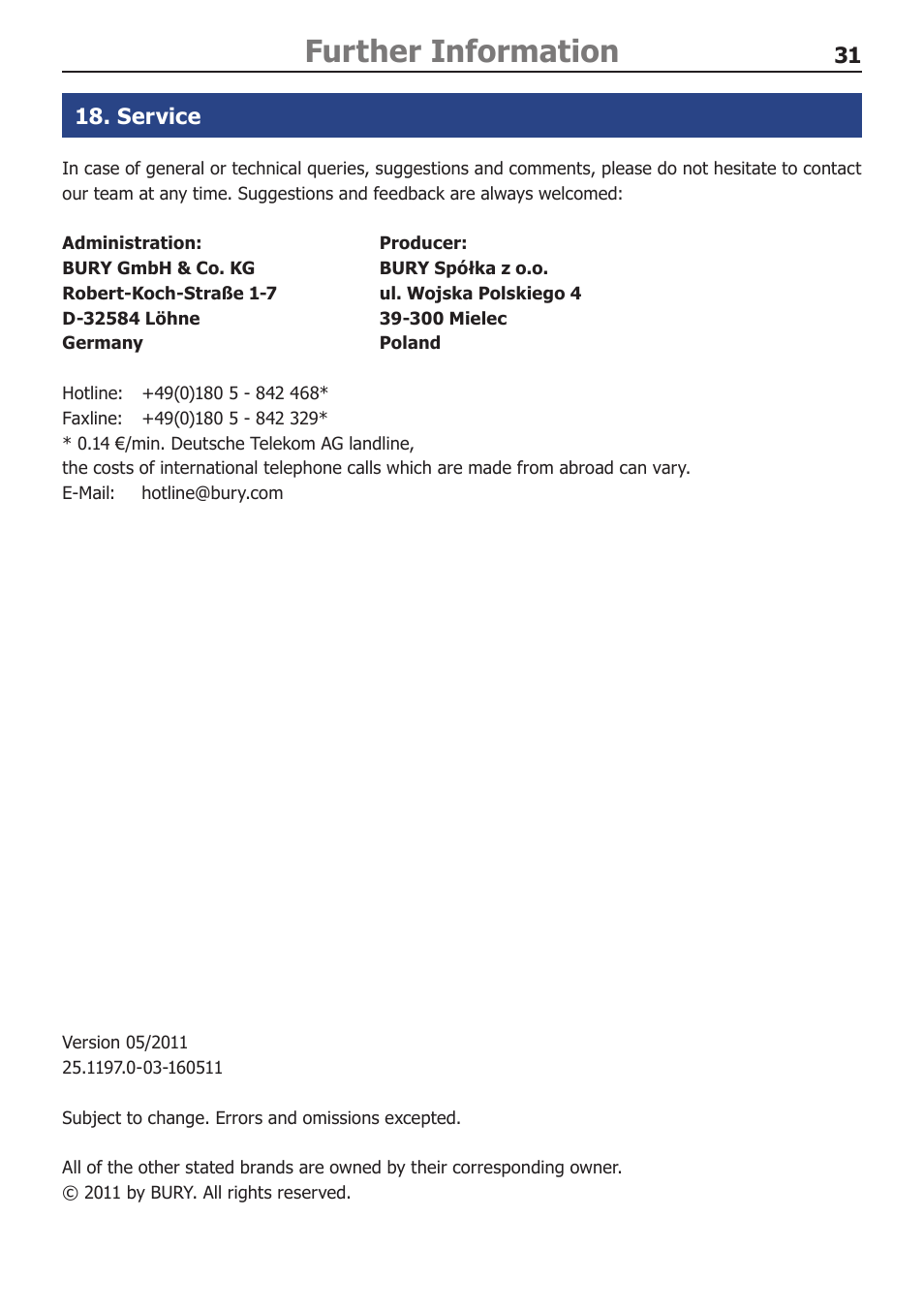 Further information | BURY Time Suite User Manual | Page 31 / 32