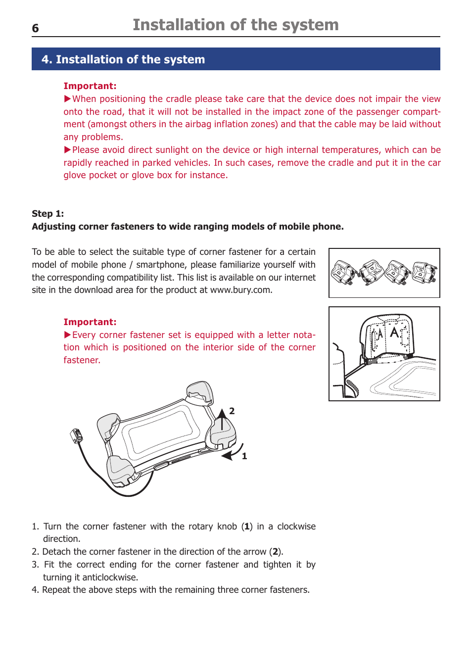 Installation of the system | BURY ChargingCradle Universal User Manual | Page 8 / 22