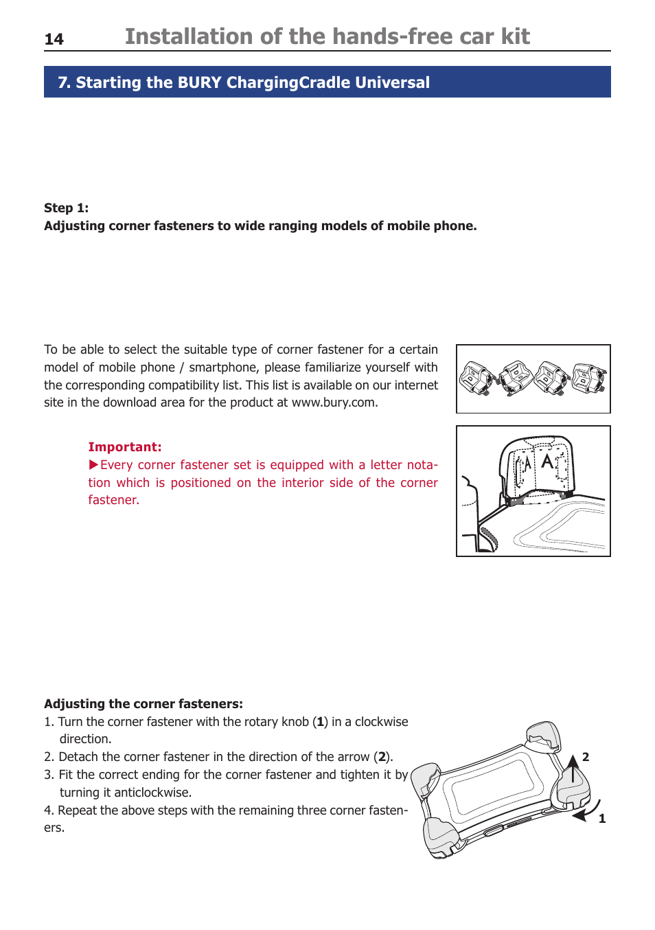 Installation of the hands-free car kit | BURY CC 9068 APP USER Manual User Manual | Page 14 / 44