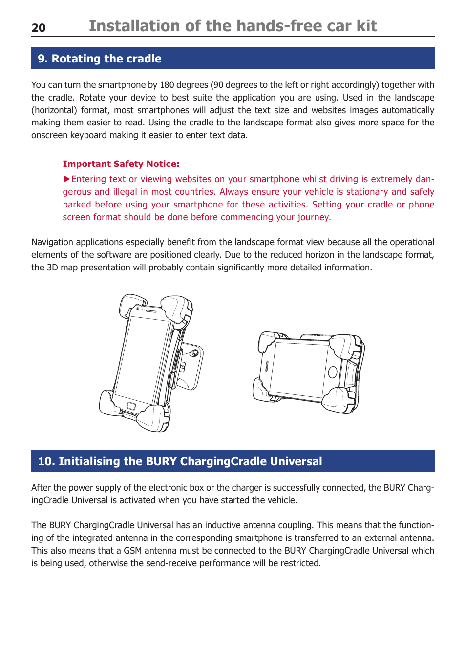 Installation of the hands-free car kit | BURY CC 9068 APP USER Manual User Manual | Page 20 / 44
