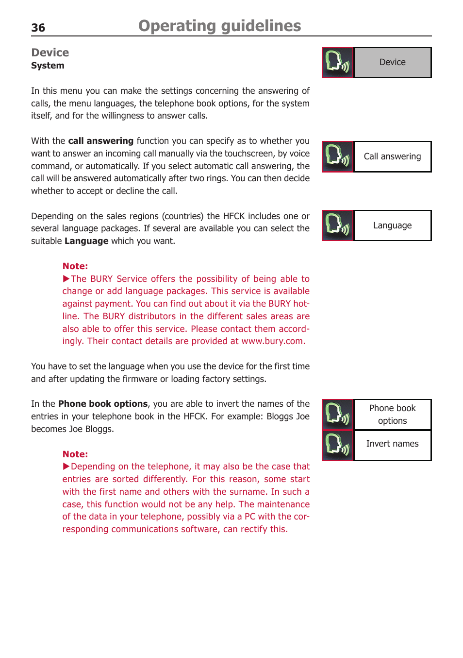 Operating guidelines | BURY CC 9068 APP USER Manual User Manual | Page 36 / 44