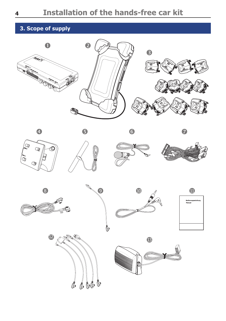 Installation of the hands-free car kit | BURY CC 9068 APP USER Manual User Manual | Page 4 / 44