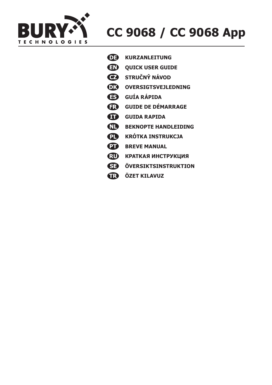 BURY CC 9068 APP USER Manual User Manual | 65 pages