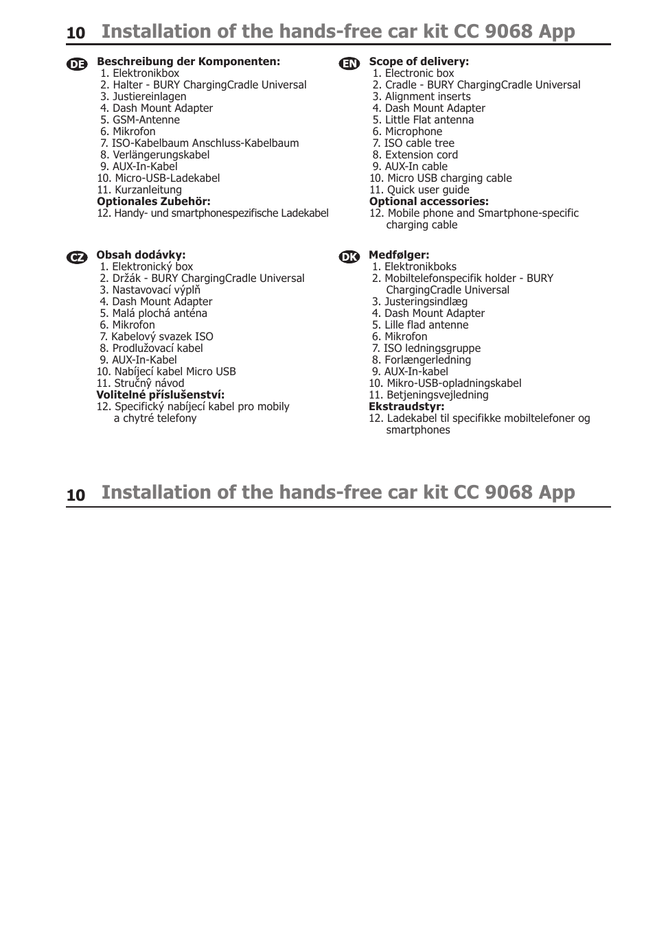 Installation of the hands-free car kit cc 9068 app | BURY CC 9068 APP USER Manual User Manual | Page 10 / 65