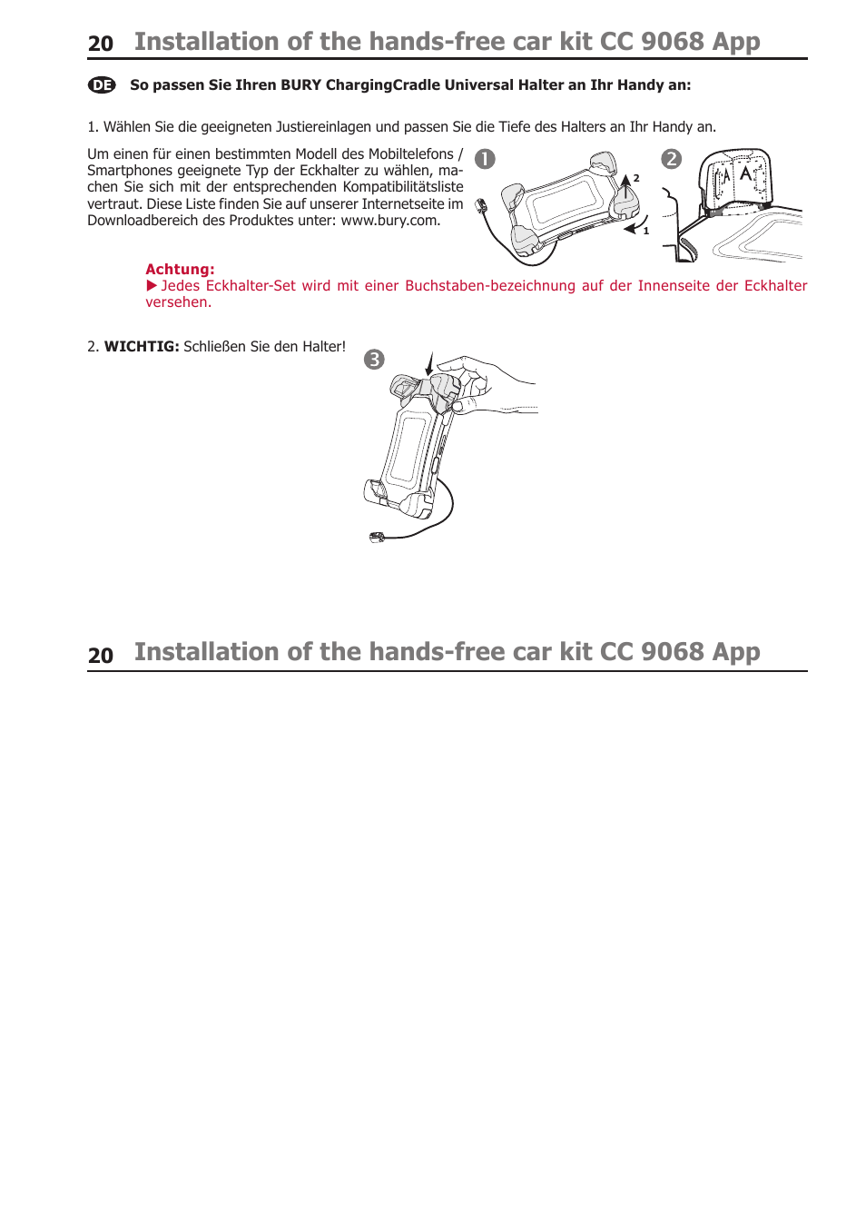 Installation of the hands-free car kit cc 9068 app | BURY CC 9068 APP USER Manual User Manual | Page 20 / 65
