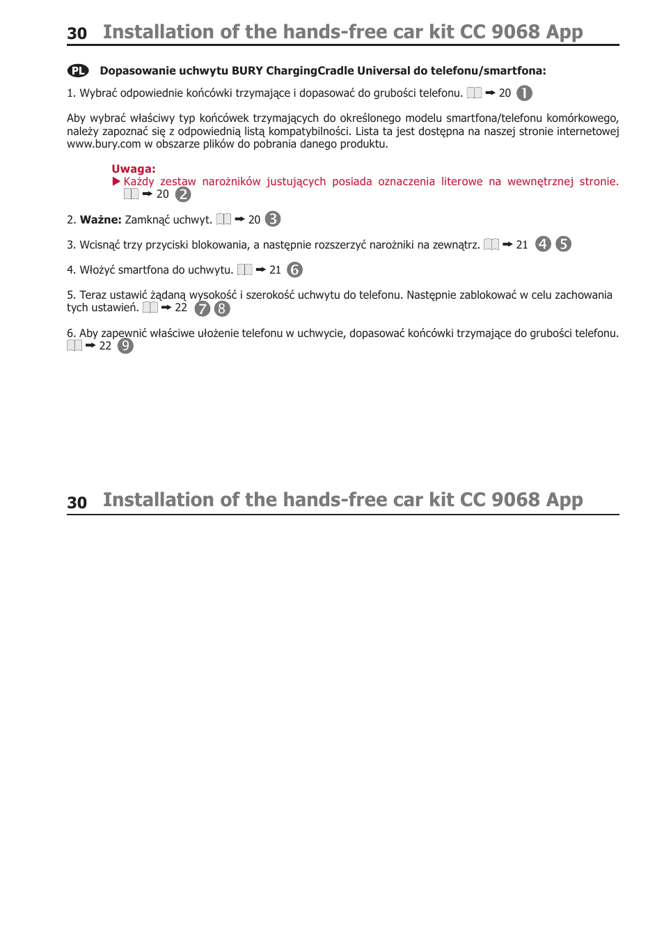Installation of the hands-free car kit cc 9068 app | BURY CC 9068 APP USER Manual User Manual | Page 30 / 65
