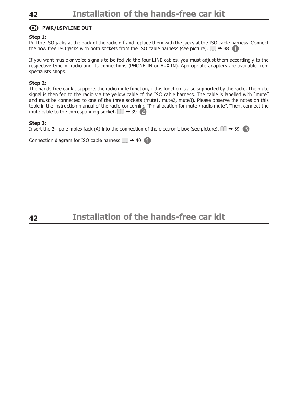 Installation of the hands-free car kit | BURY CC 9068 APP USER Manual User Manual | Page 42 / 65