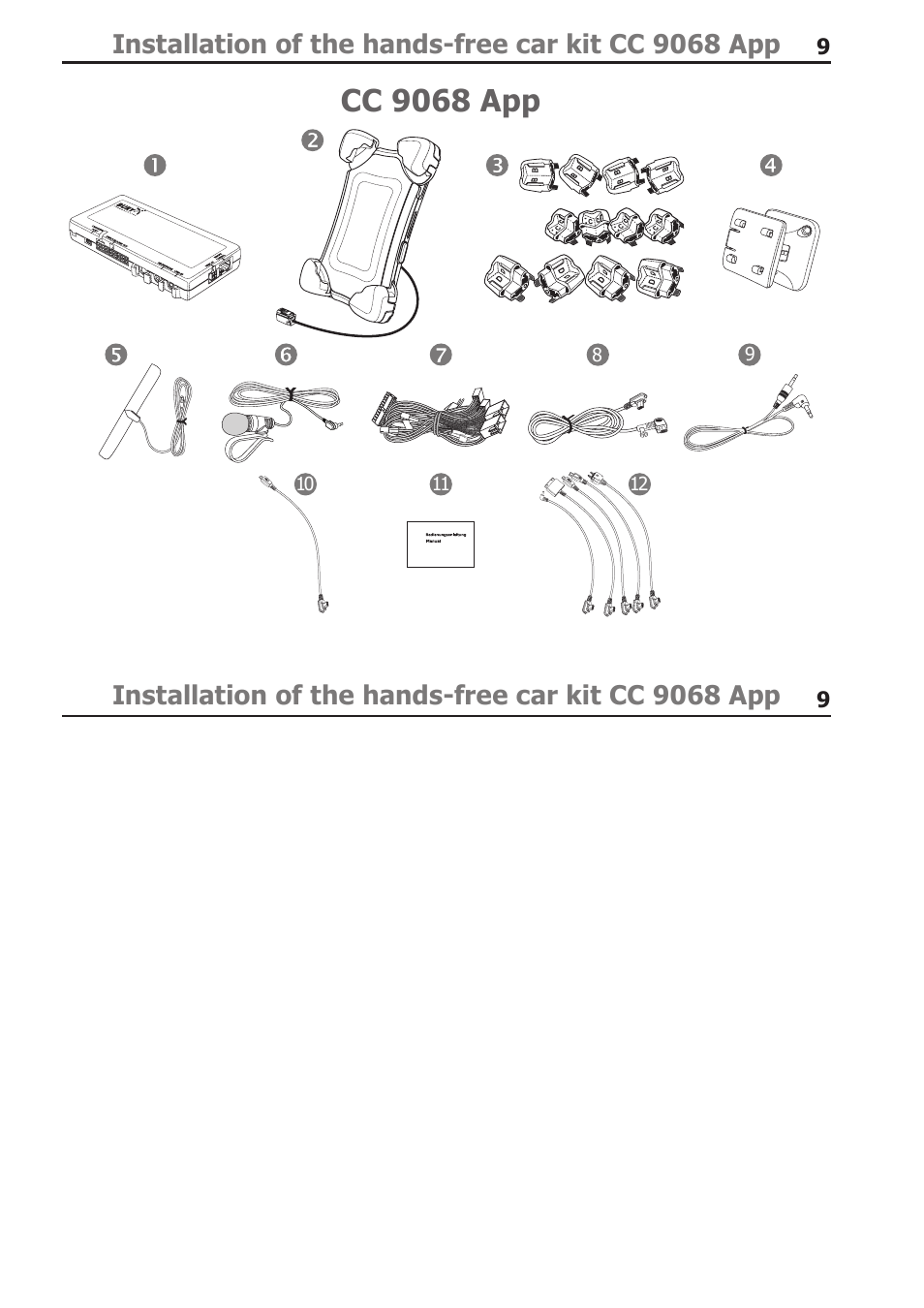 Cc 9068 app, Installation of the hands-free car kit cc 9068 app | BURY CC 9068 APP USER Manual User Manual | Page 9 / 65