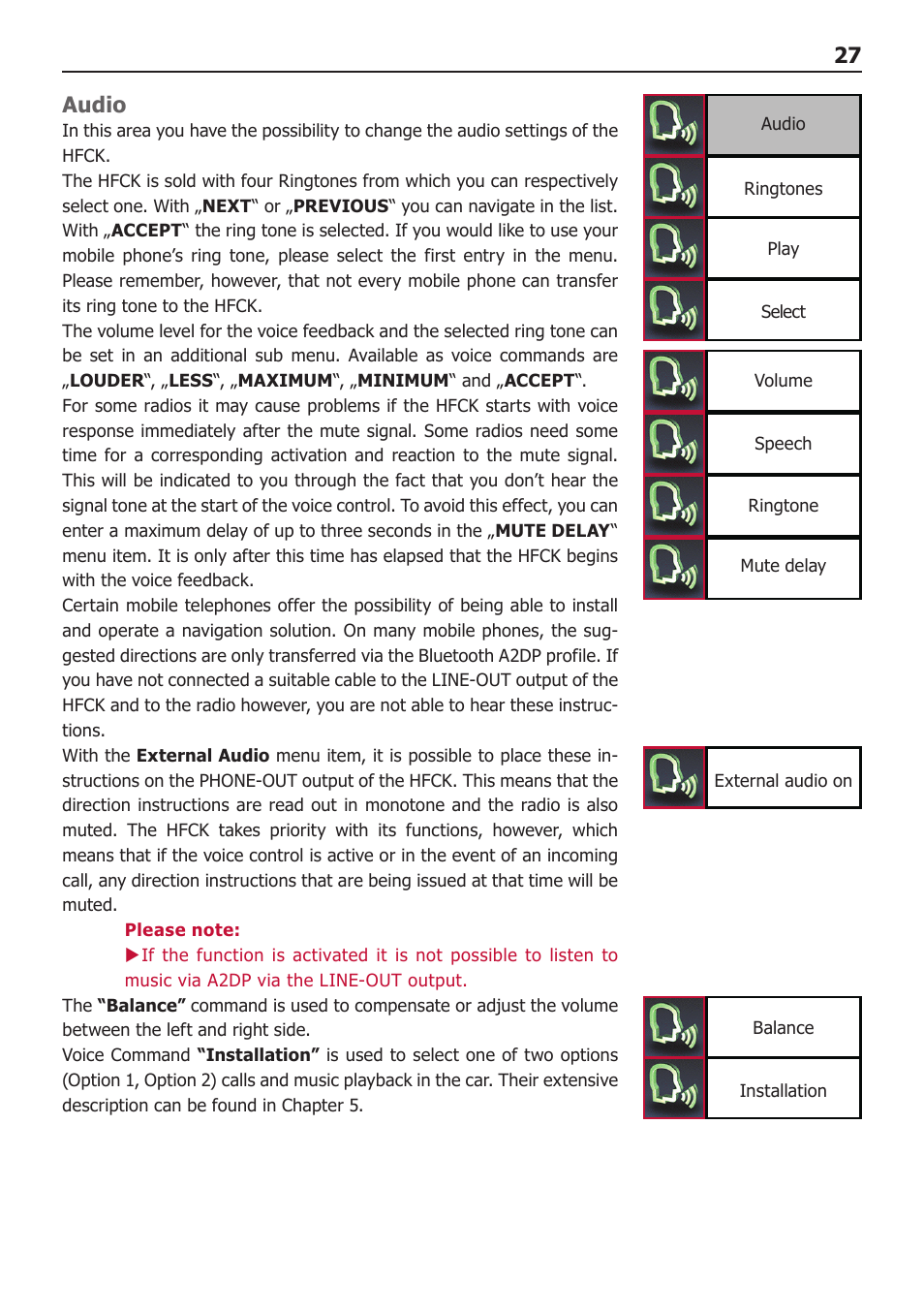 27 audio | BURY CC 9068 USER Manual User Manual | Page 27 / 37