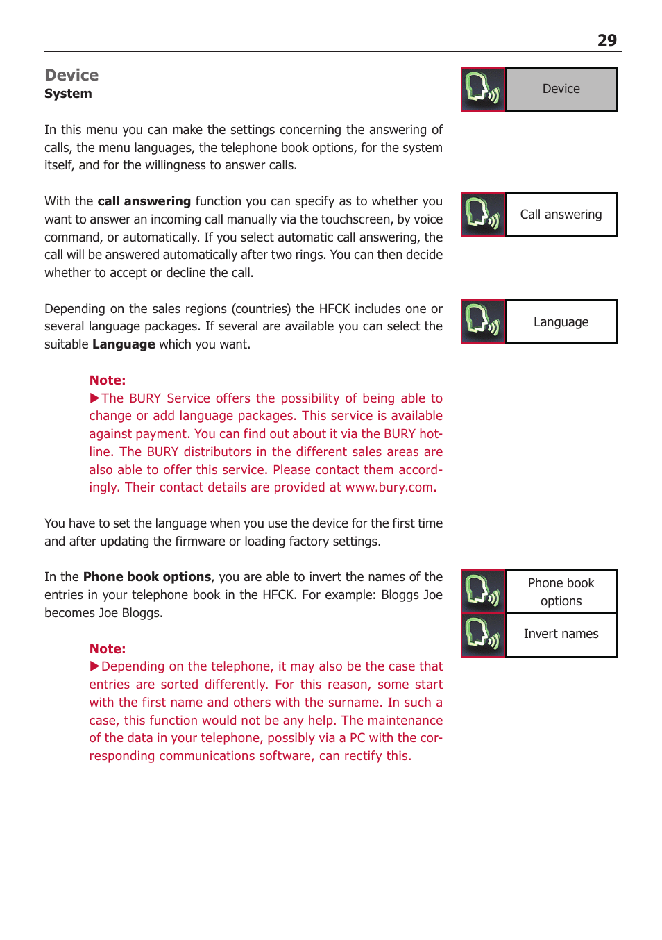 29 device | BURY CC 9068 USER Manual User Manual | Page 29 / 37