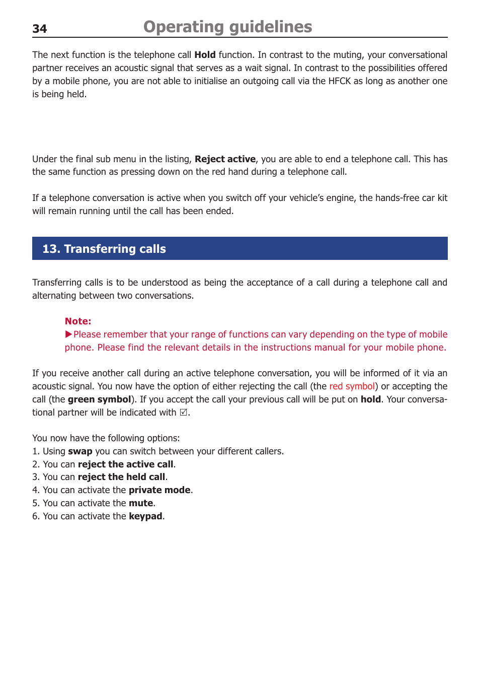 Operating guidelines | BURY CC 9068 USER Manual User Manual | Page 34 / 37