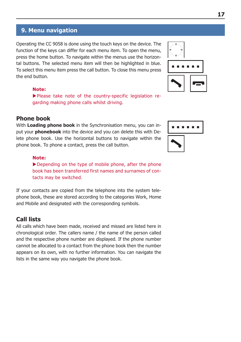 BURY CC 9058 USER Manual User Manual | Page 17 / 28