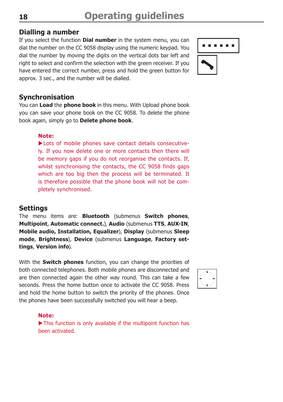 Operating guidelines | BURY CC 9058 USER Manual User Manual | Page 18 / 28