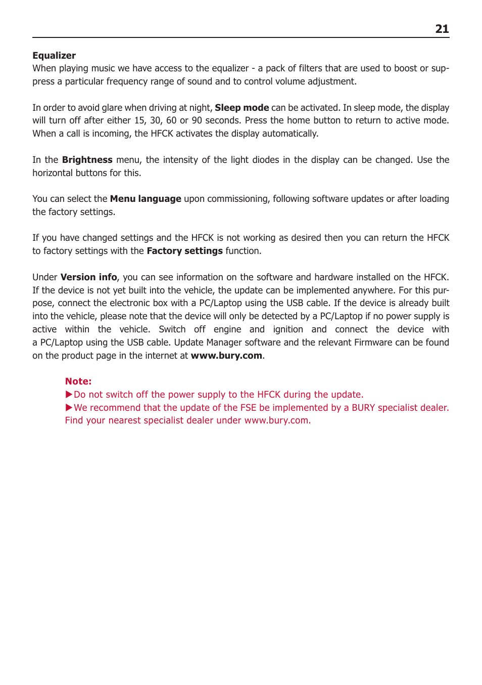 BURY CC 9058 USER Manual User Manual | Page 21 / 28