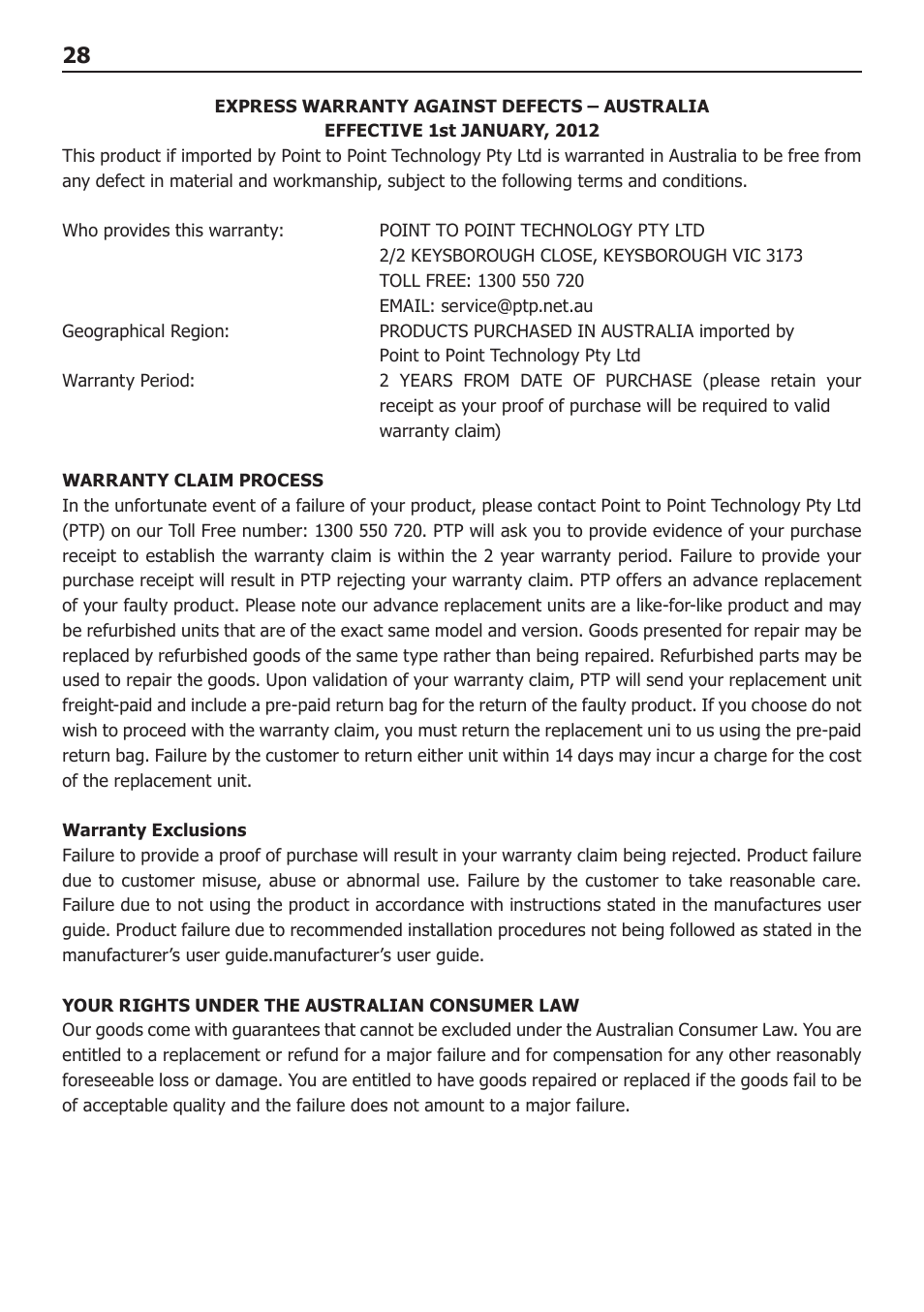 BURY CC 9058 USER Manual User Manual | Page 28 / 28