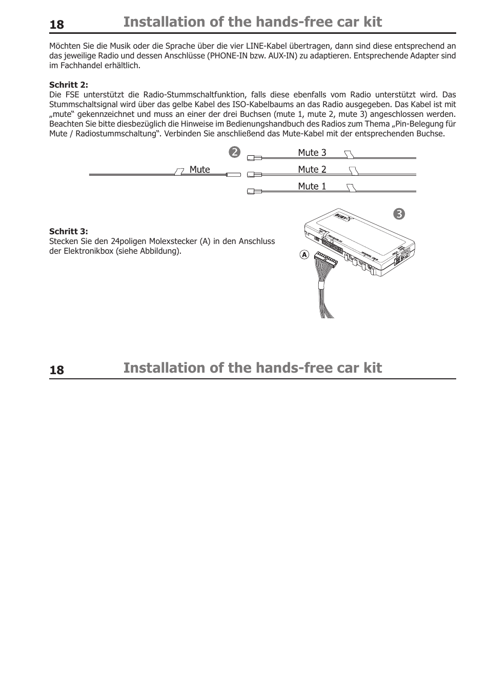 Installation of the hands-free car kit | BURY CC 9058 USER Manual User Manual | Page 18 / 78