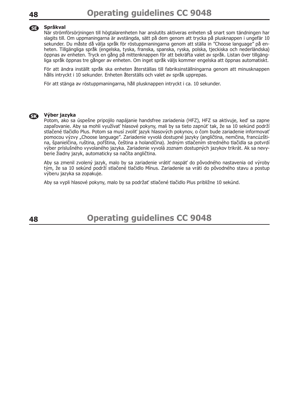 Operating guidelines cc 9048 | BURY CC 9058 USER Manual User Manual | Page 48 / 78