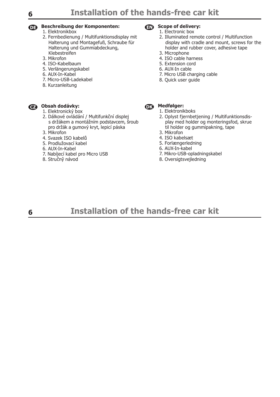 Installation of the hands-free car kit | BURY CC 9058 USER Manual User Manual | Page 6 / 78