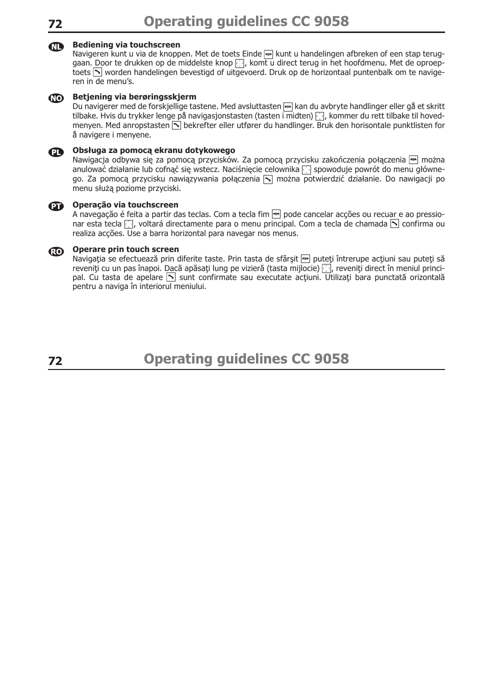 Operating guidelines cc 9058 | BURY CC 9058 USER Manual User Manual | Page 72 / 78