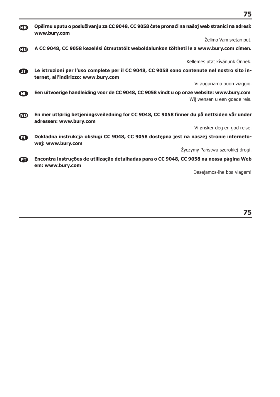 BURY CC 9058 USER Manual User Manual | Page 75 / 78