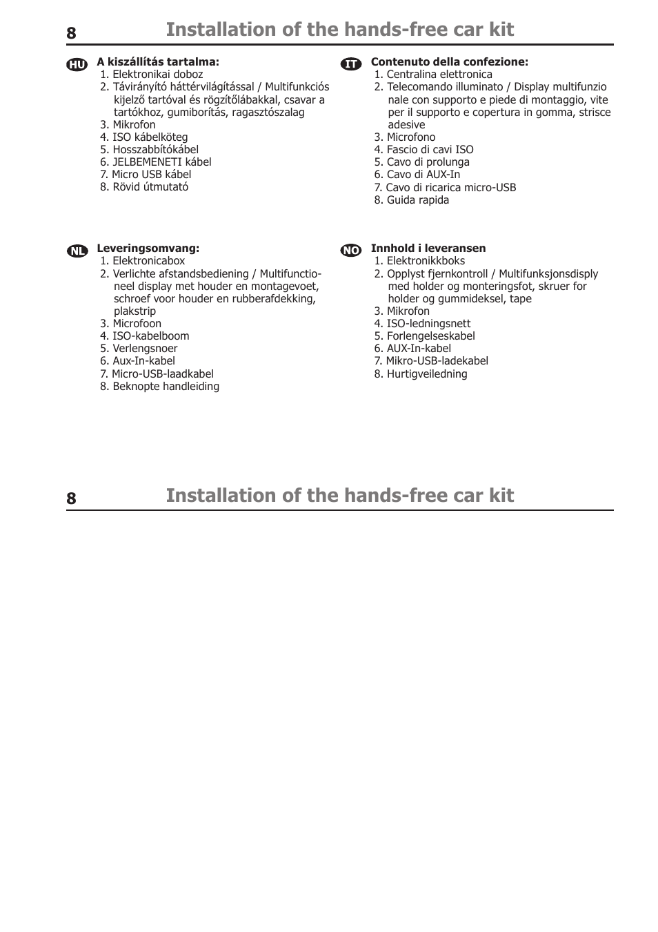 Installation of the hands-free car kit | BURY CC 9058 USER Manual User Manual | Page 8 / 78