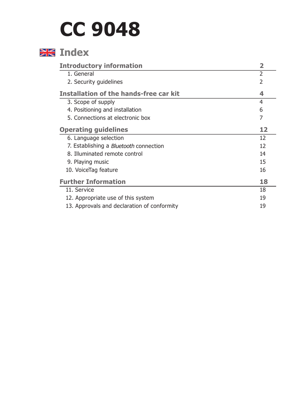 Cc 9048, Index | BURY CC 9048 USER Manual User Manual | Page 2 / 21