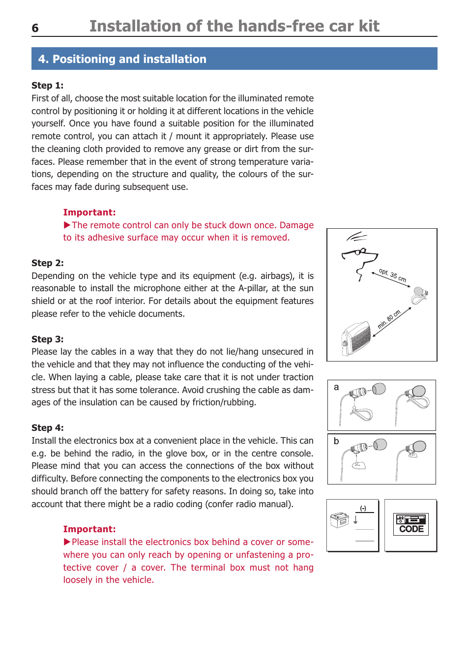Installation of the hands-free car kit | BURY CC 9048 USER Manual User Manual | Page 7 / 21