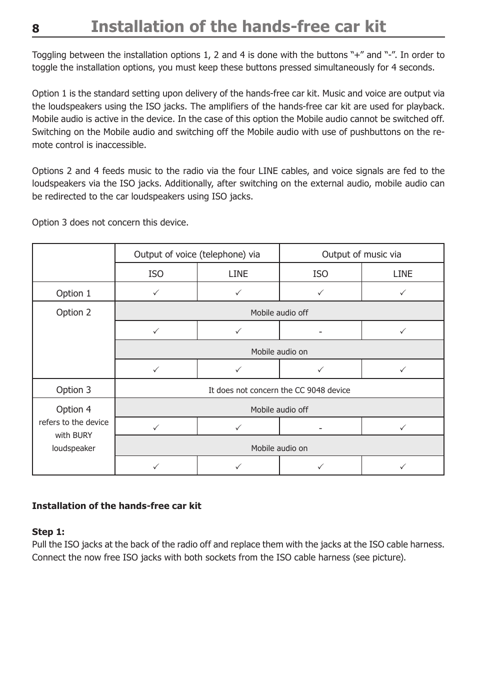 Installation of the hands-free car kit | BURY CC 9048 USER Manual User Manual | Page 9 / 21