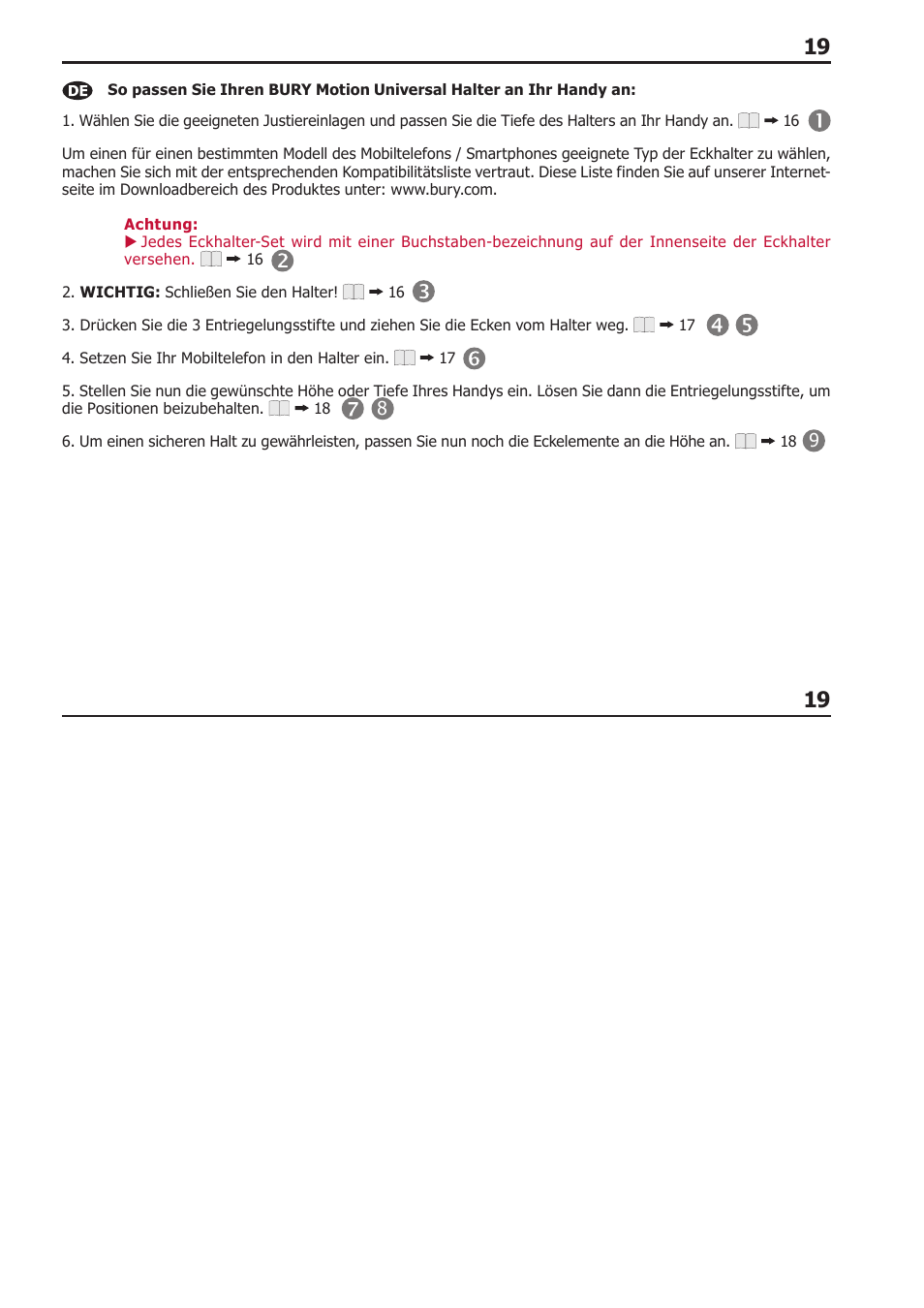 BURY Motion Universal User Manual | Page 19 / 63