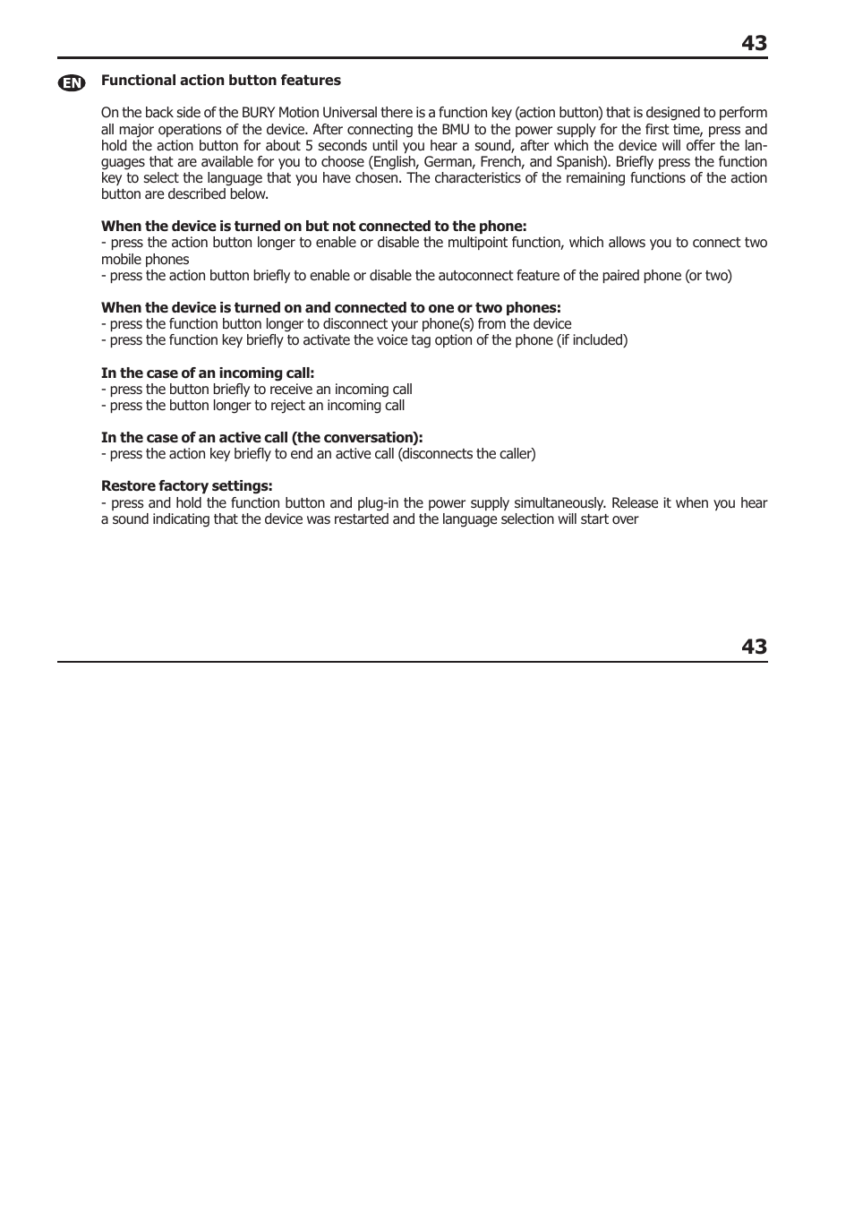 BURY Motion Universal User Manual | Page 43 / 63