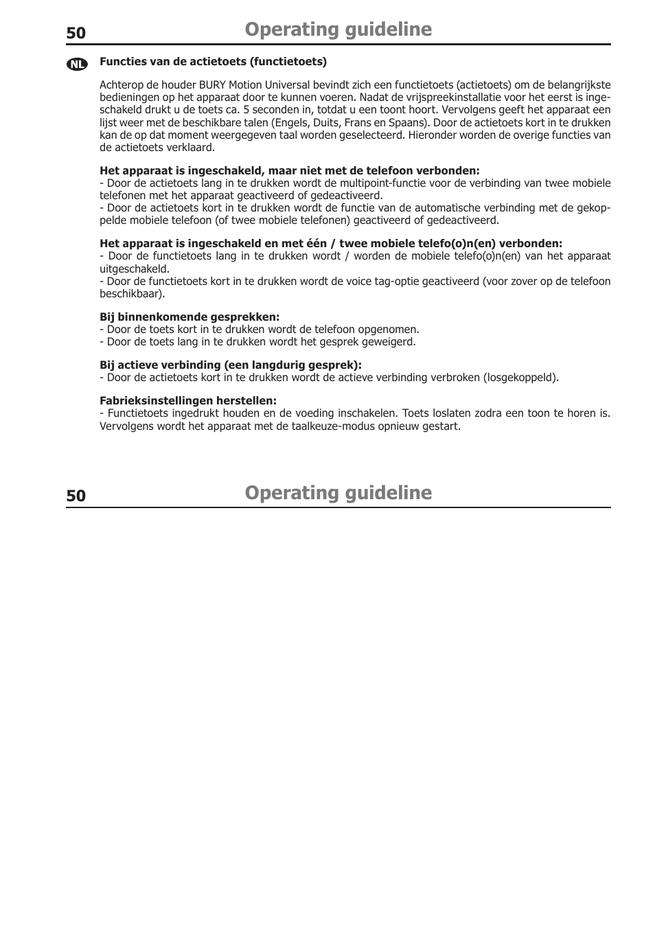 Operating guideline | BURY Motion Universal User Manual | Page 50 / 63