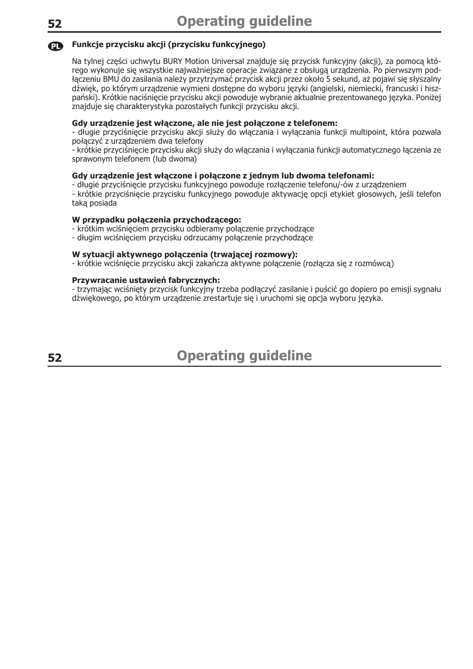 Operating guideline | BURY Motion Universal User Manual | Page 52 / 63