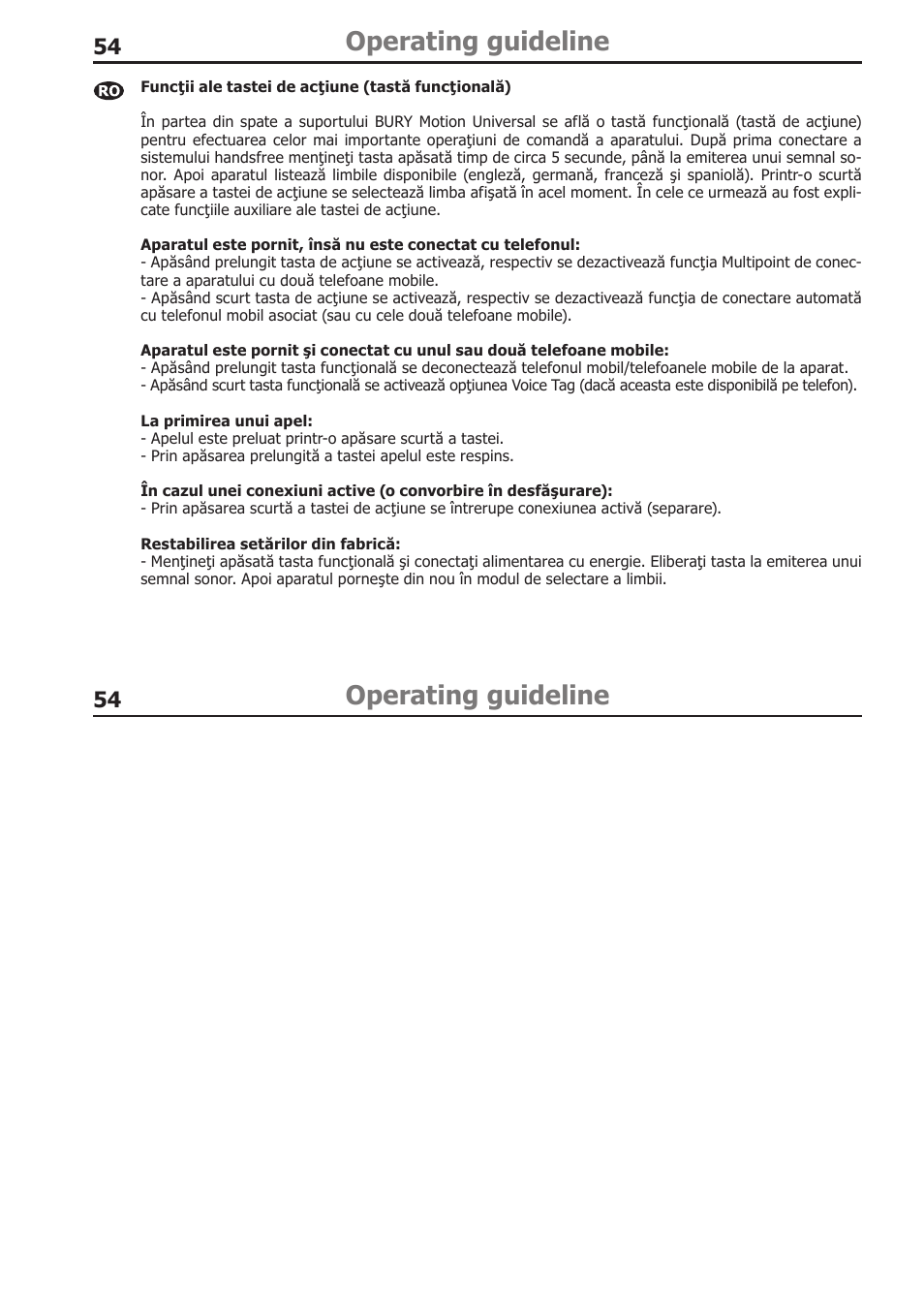 Operating guideline | BURY Motion Universal User Manual | Page 54 / 63